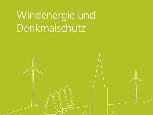 Eeine Grafik mit Wald, Windrädern und einer Kirchturmspitze. 