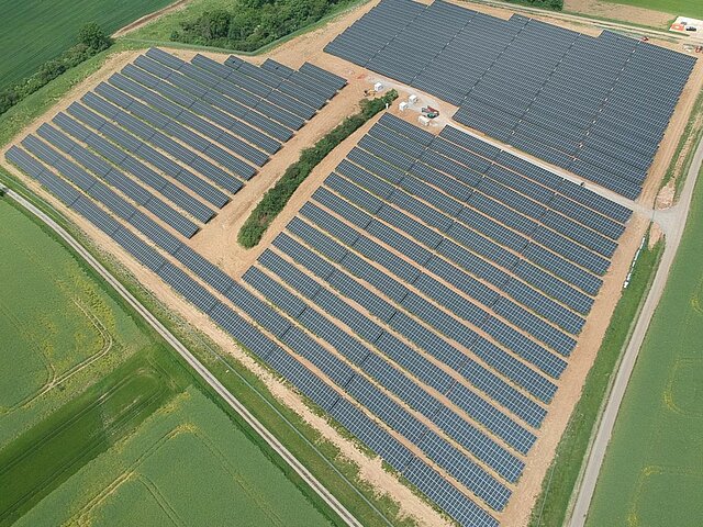 Solarpark Osterburken aus Vogelperspektive