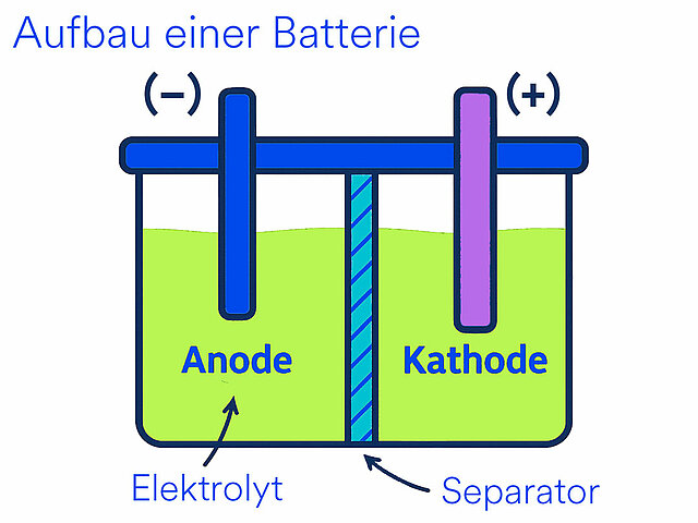 Schematischer Aufbau einer Volta-Batterie