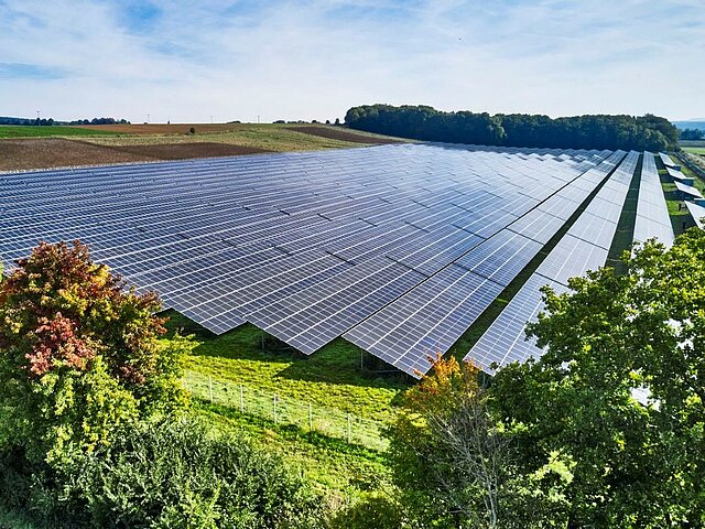 Luftaufnahme des Solarpark Seckach.