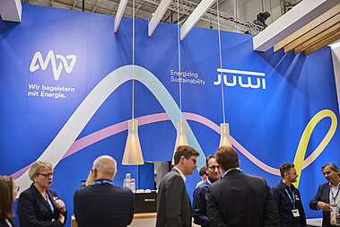 Der Messestand von JUWI und MVV aud der Husum Wind 2023